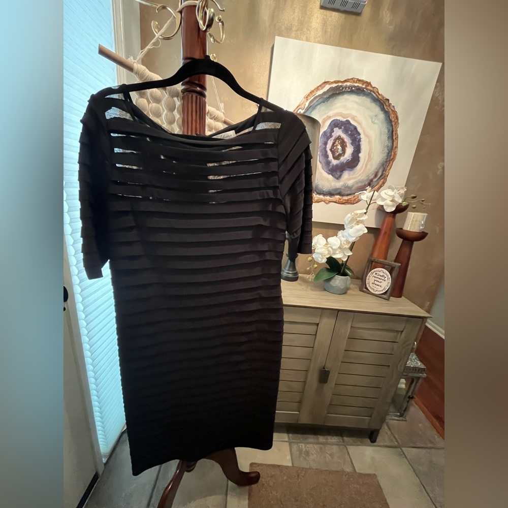 Simply Liliana Elegant Black Dress size:14 elegant sheer across shoulder width.